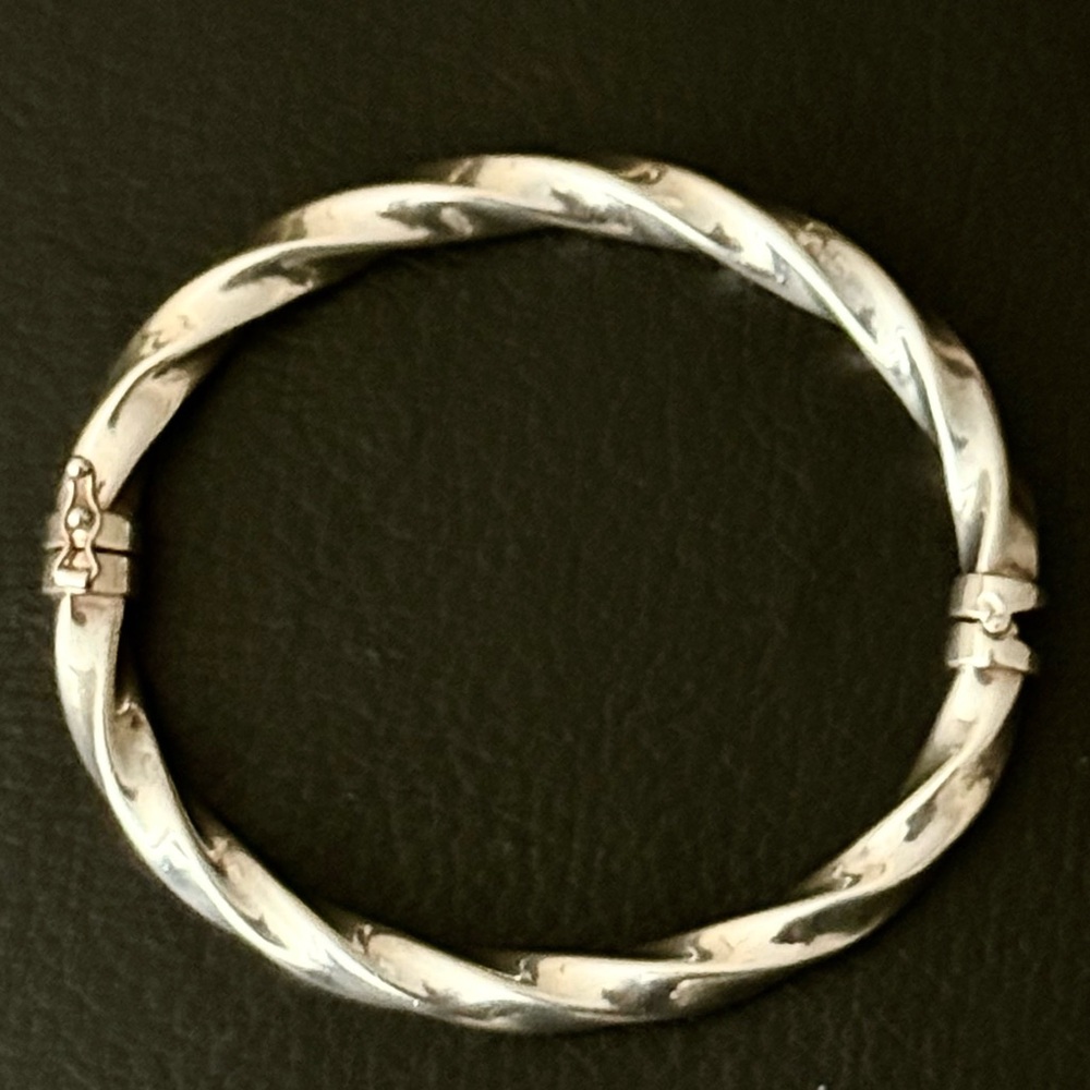 .925 Sterling Silver Milor twisted rope design bracelet made in Milan Italy